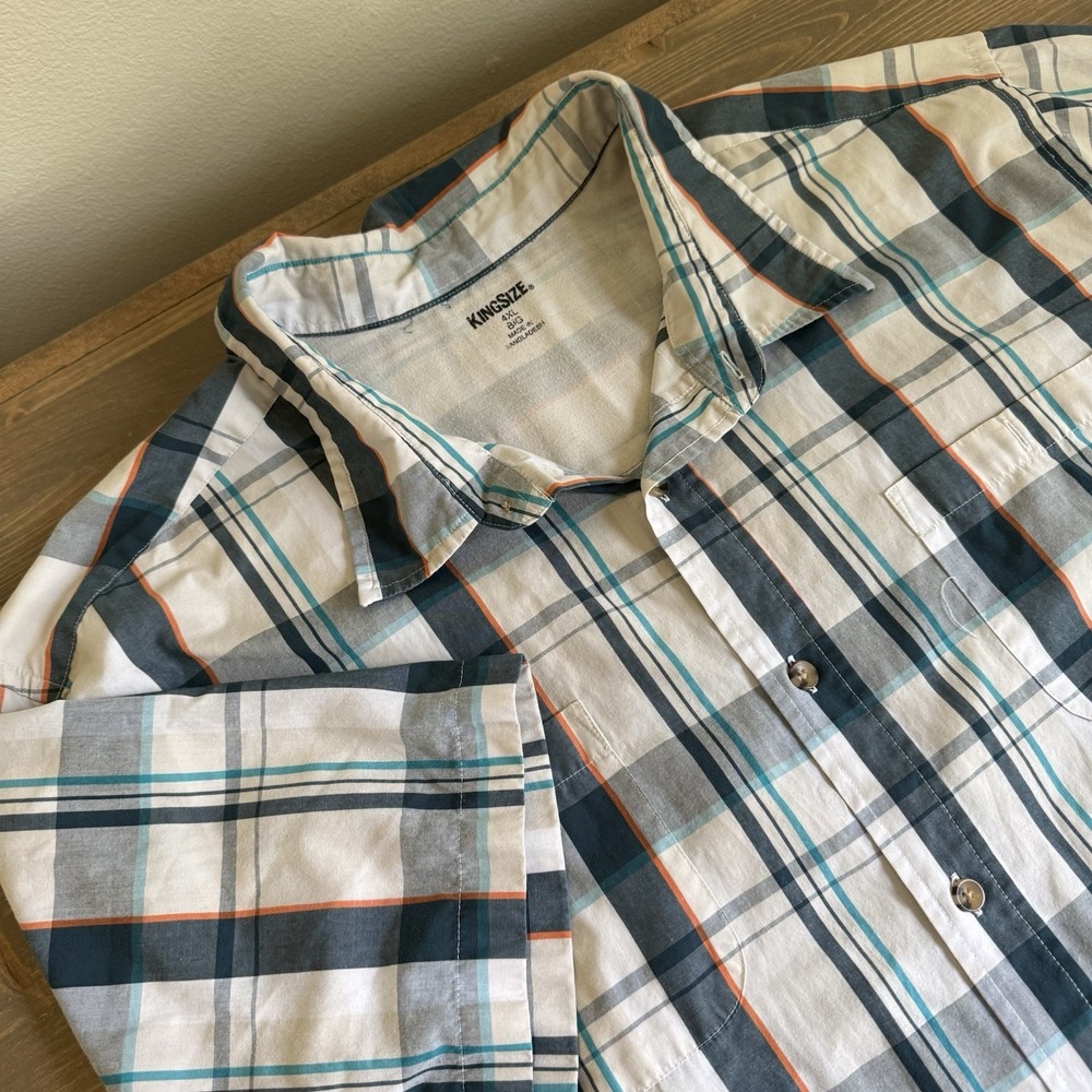 Kingsize Men's 4XL Plaid Short Sleeve Button Up Shirt Collar Top